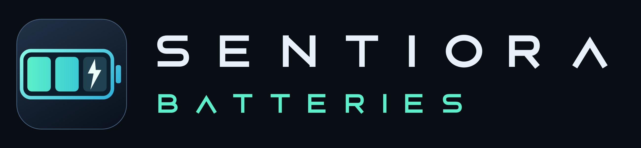 The Sentiora Batteries logo: a battery with two full cells and a charging bolt, beside the words Sentiora Batteries.